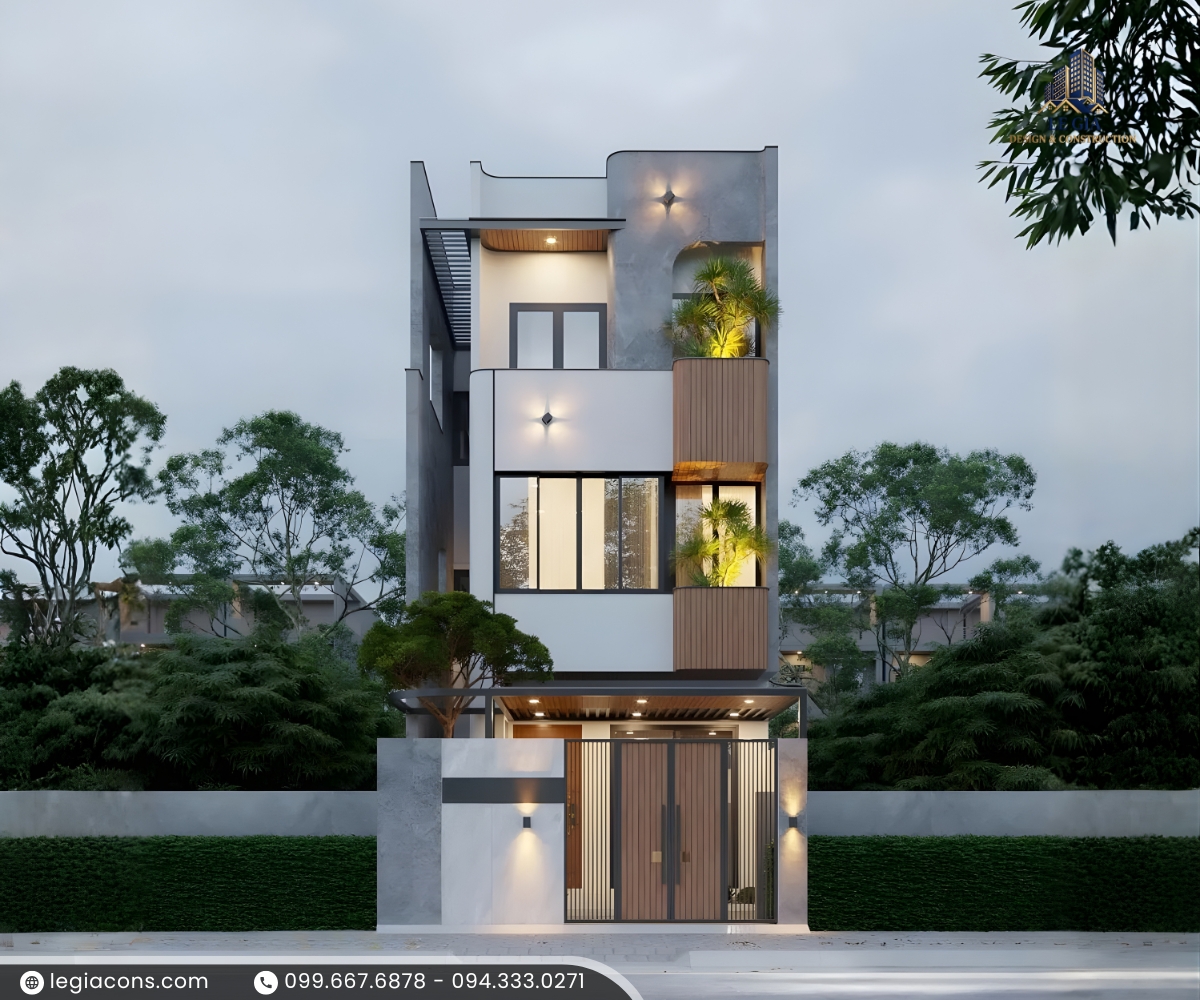Mặt tiền mẫu nhà phố 3 tầng hiện đại