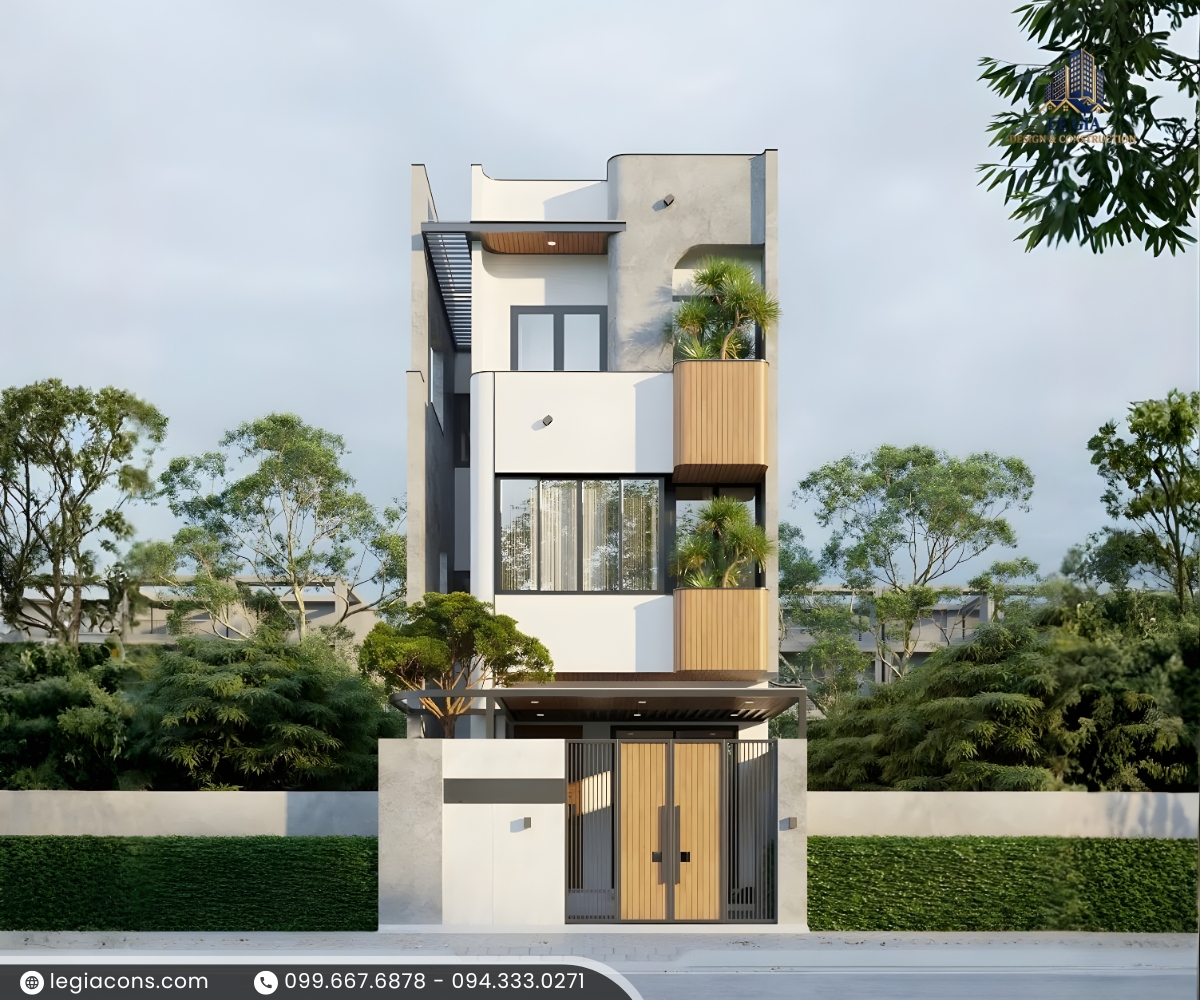Mặt tiền mẫu nhà phố 3 tầng hiện đại