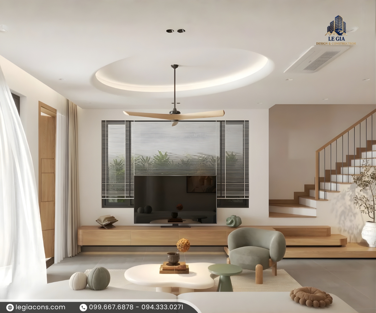 Phòng khách mẫu nhà phố 3 tầng hiện đại
