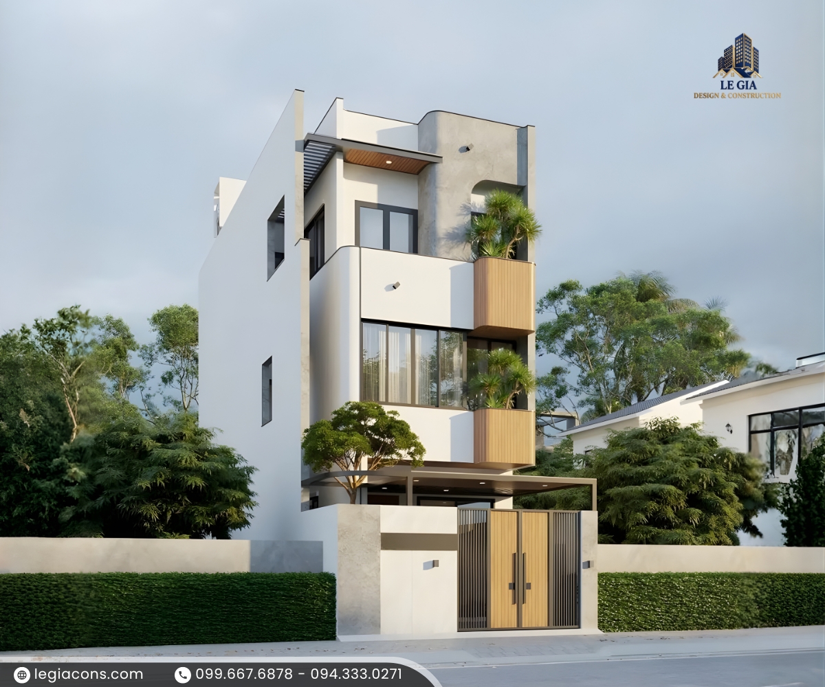 3D mẫu nhà phố 3 tầng hiện đại