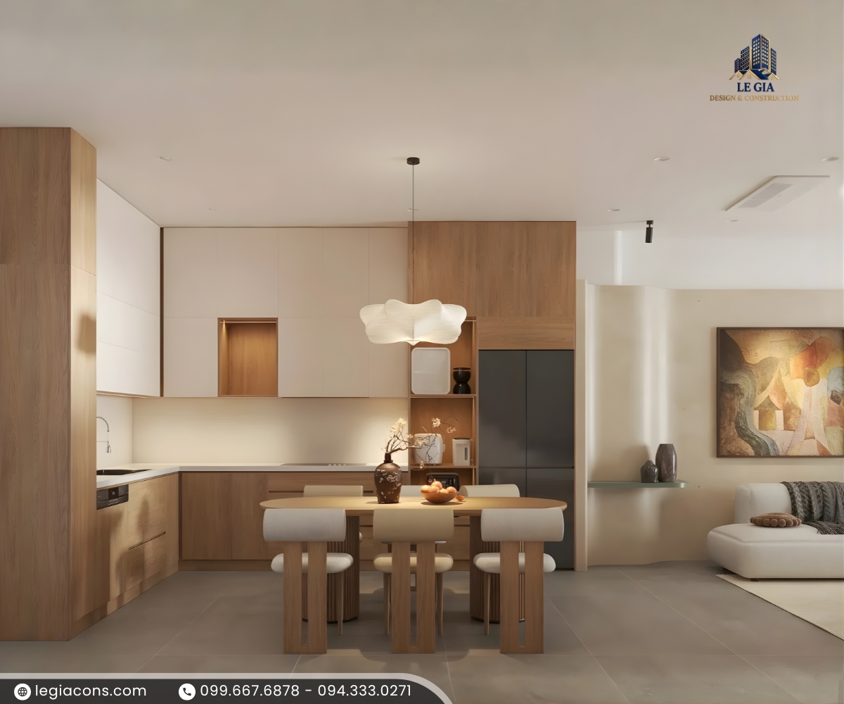 Khu vực bếp - phòng ăn mẫu nhà phố 3 tầng hiện đại