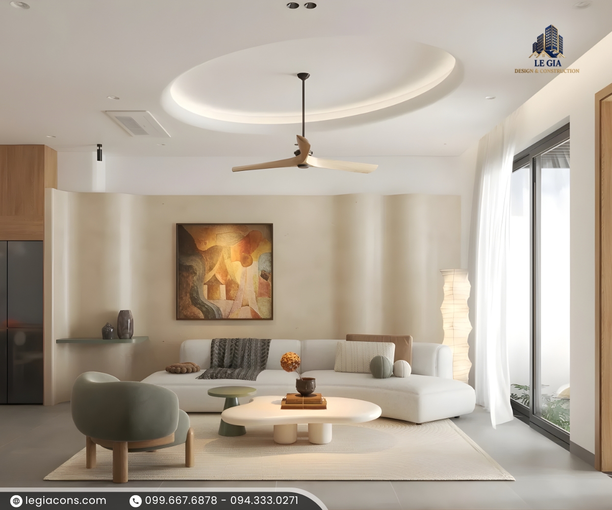 Phòng khách mẫu nhà phố 3 tầng hiện đại